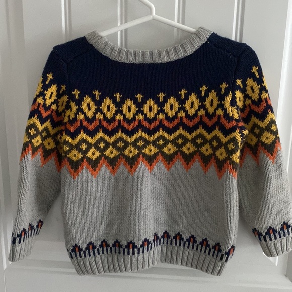 Janie and Jack sweater 18-24 months boys fall colors gray orange yellow detail - Picture 5 of 5